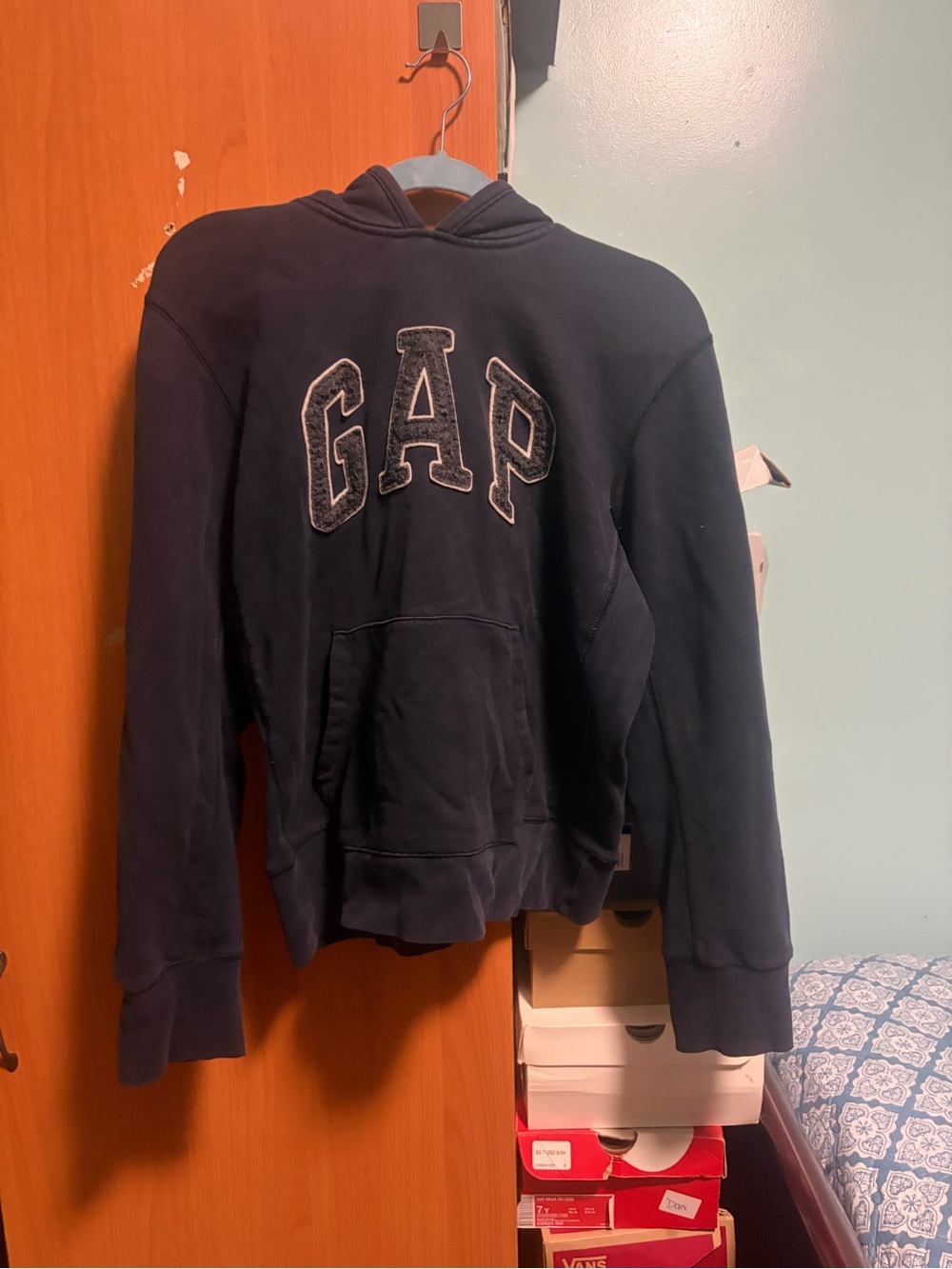 navy blue baggy gap hoodie